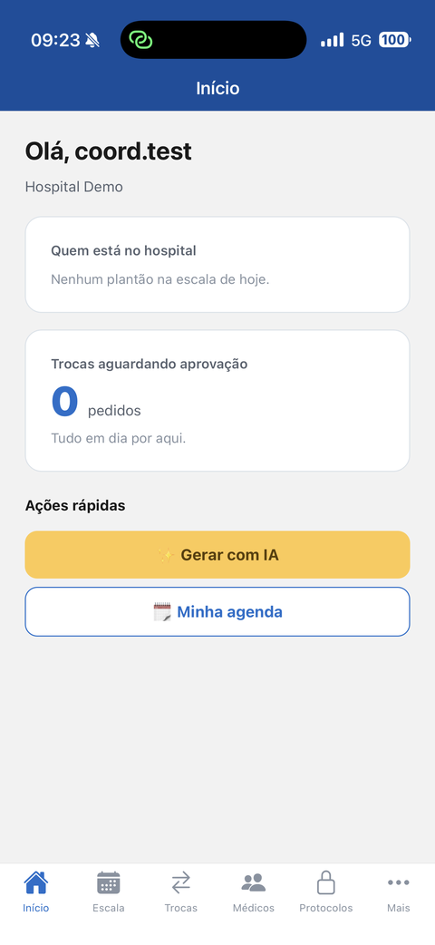 Tela de início do EscaleIA com o atalho Minha agenda